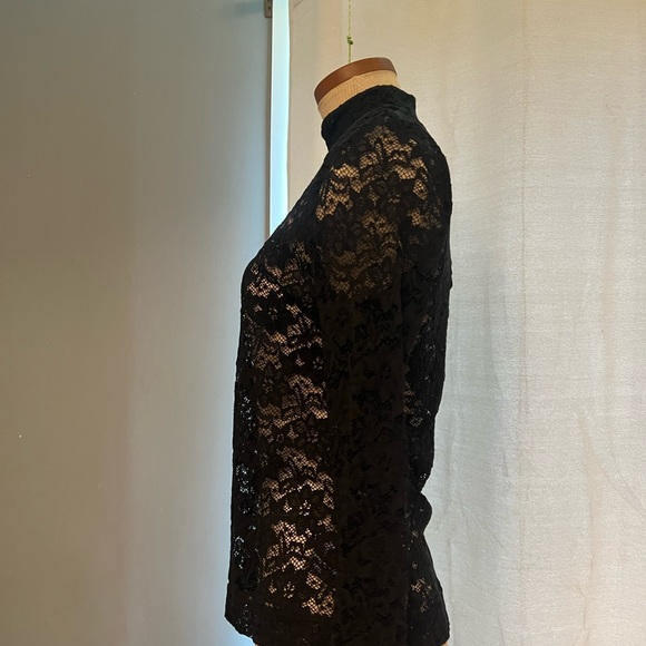 H&M black small size, lace turtle neck long sleeve w zipper on back - Picture 2 of 6